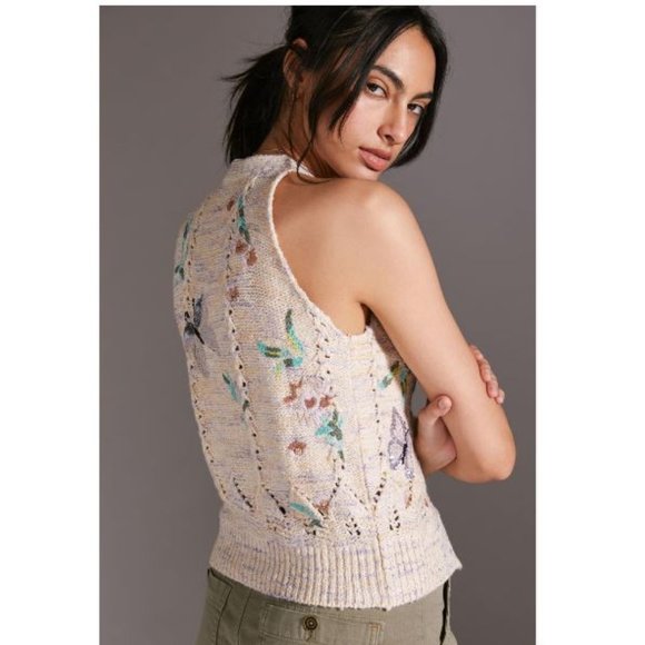 Gardenia Butterfly Button-Up Sweater Vest from Anthropologie - Size Medium - NWT - Picture 4 of 9